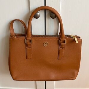 Tory Burch Tan Leather Double-Zip Satchel